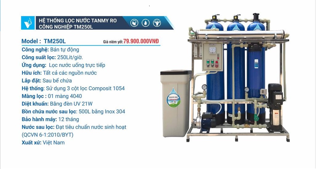 Máy công nghiệp công suất từ  250L/h 