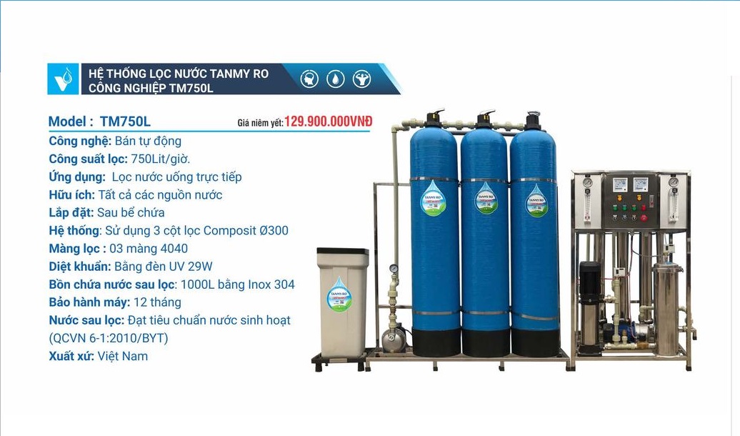 Máy công nghiệp công suất từ  750L/h 